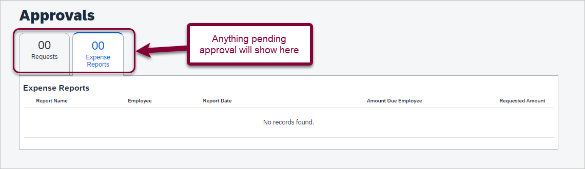 screenshot showing pending approvals