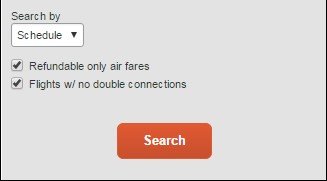 screenshot showing flight search
