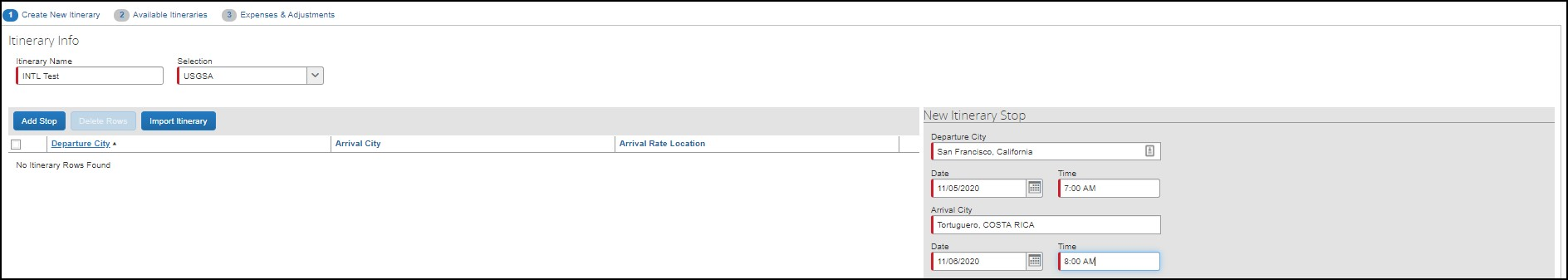 screenshot showing Travel Allowances window