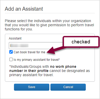 screenshot of travel arranger
