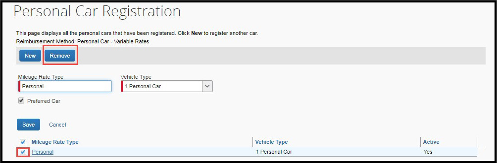 screenshot of remove personal car