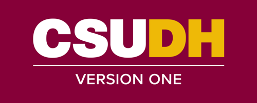 CSUDH endorsed logo stacked centered one line yellow and white text on burgundy background