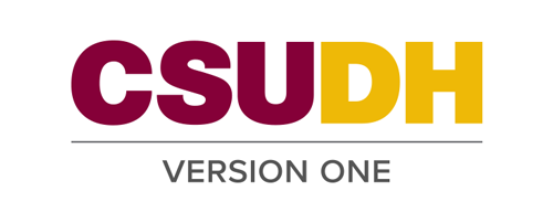 CSUDH endorsed logo stacked centered one line colored text on white background