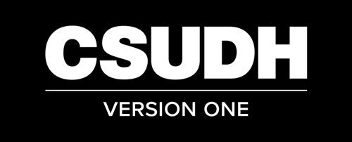 CSUDH endorsed logo stacked centered one line white text on black background