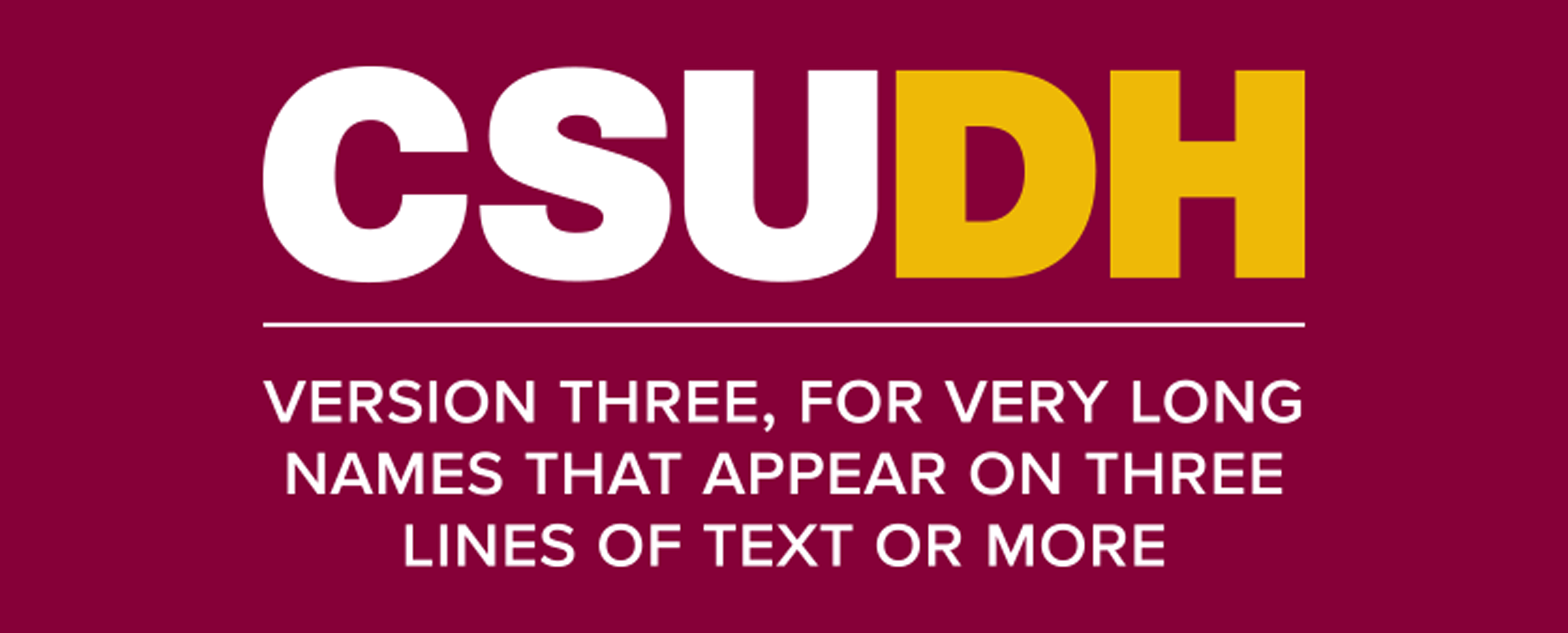CSUDH endorsed logo stacked centered three lines white and yellow text on burgundy background