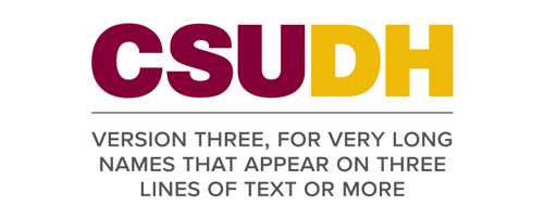 CSUDH endorsed logo stacked centered three lines colored text on white background