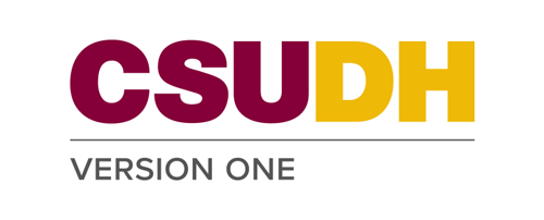 CSUDH endorsed logo stacked left aligned 1 line colored text on white background