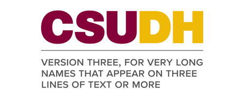 CSUDH endorsed logo stacked left aligned 3 lines colored text on white background