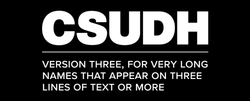 CSUDH endorsed logo stacked left aligned 3 lines white text on black background