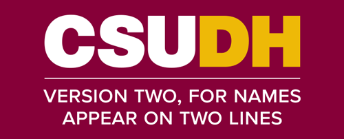 CSUDH endorsed logo stacked centered two lines white and yellow text on burgundy background