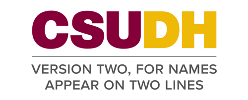 CSUDH endorsed logo stacked centered two lines colored text on white background
