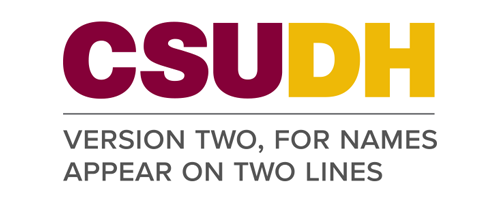 CSUDH endorsed logo stacked left aligned 2 lines colored text on white background