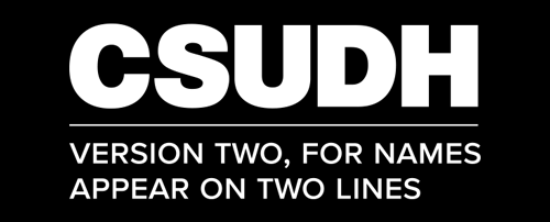 CSUDH endorsed logo stacked left aligned 2 lines white text on black background