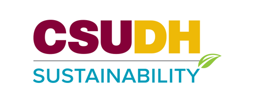 CSUDH co-branded logo example. CSUDH Sustainability - stacked