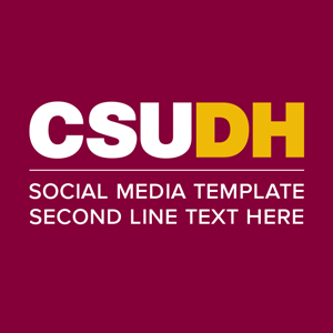 CSUDH social media icon example text on two lines