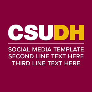 CSUDH social media icon example text on three lines