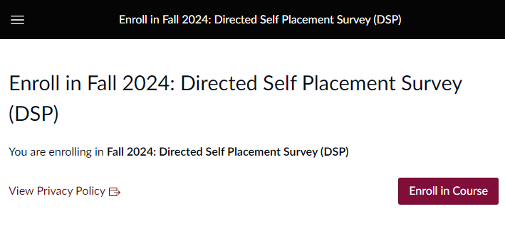 DSP enroll Fall 2024 screenshot
