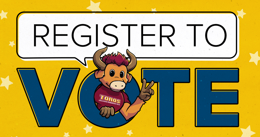 Teddy the Toro with text: Register to Vote