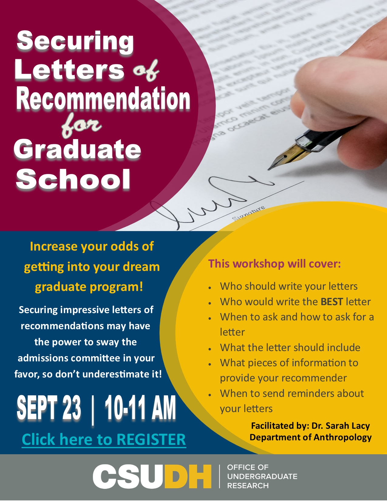 Securing Letters of Recommendation for Graduate School Flyer 9-23-21
