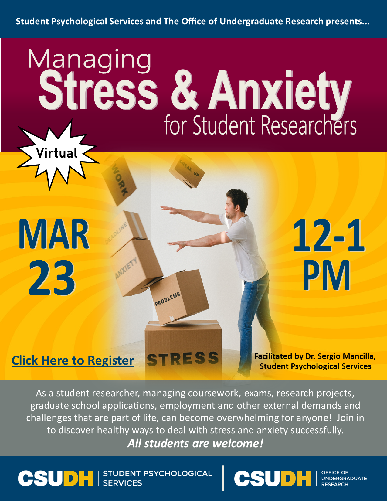 Managing Stress & Anxiety Workshop Flyer