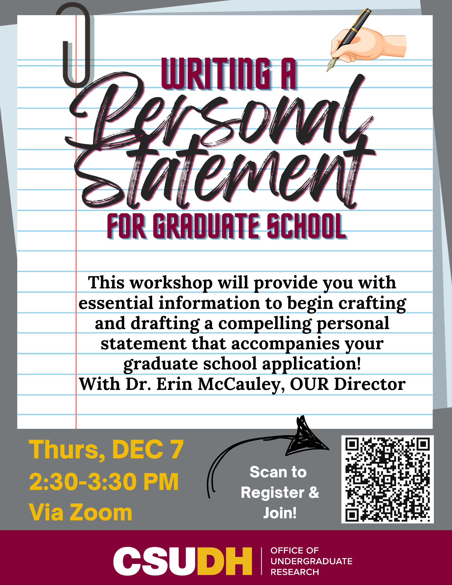 Writing a personal Statement for Graduate School